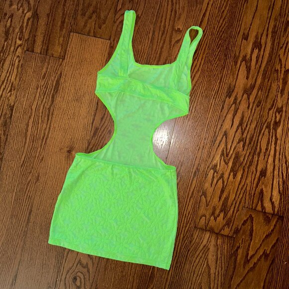 LOVERS + FRIENDS In My Moment Mini Dress Size XS Bodycon Cutouts Neon Green - Picture 5 of 13